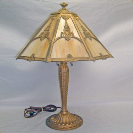 Pewter table lamp with gold wash