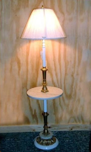 Standing floor lamp with Italian marble table top