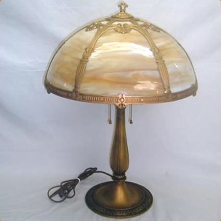 Slag glass table lamp