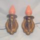 Pair of single-armed brass wall sconces