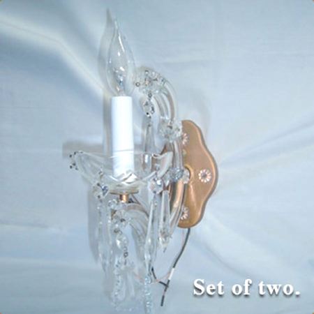 Pair of single-armed crystal wall sconces