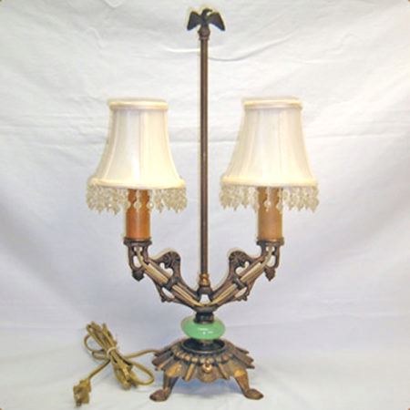 Two-armed cast iron table lamp