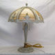 Slag glass table lamp signed EM & Co.