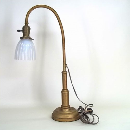 Brass desk lamp with vintage gold wash