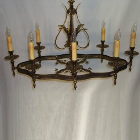 Cast brass oval chandelier with eight lights