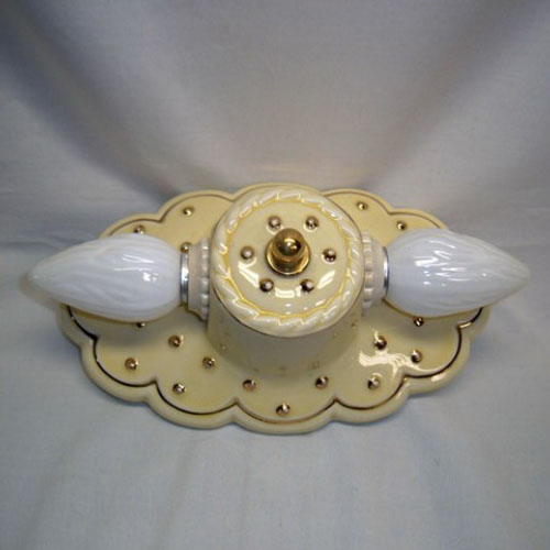 Yellow porcelain flush mount for ceiling or wall