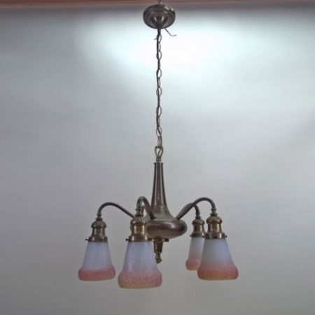 Five-armed brass chandelier