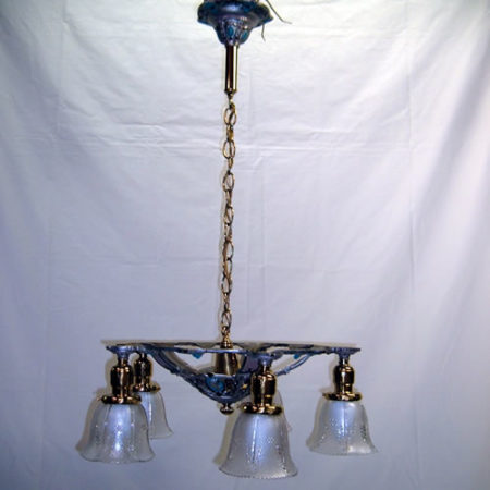 Five-armed Victorian chandelier with silver cameos