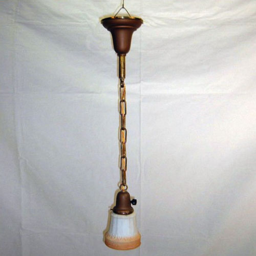 Brass ceiling pendant with original brown finish