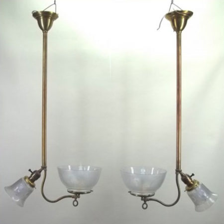 Pair of gas/electric ceiling pendants