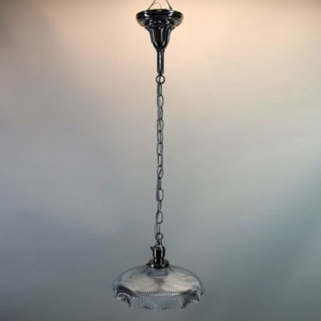 Nickel ceiling pendant with Pagoda-style shade