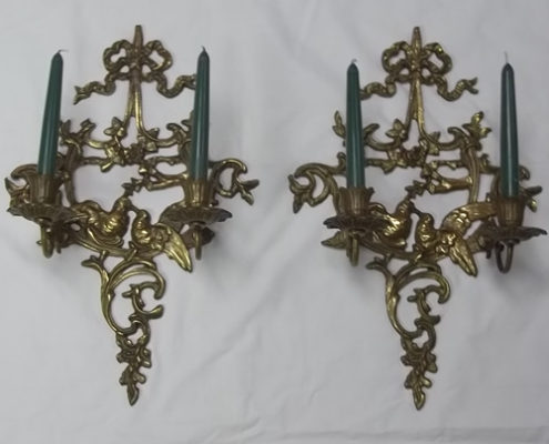 Pair of two-armed candle wall sconces
