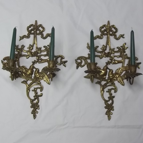 Pair of two-armed candle wall sconces
