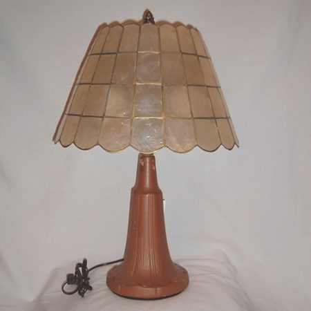 Terra cotta table lamp with capiz shell shade