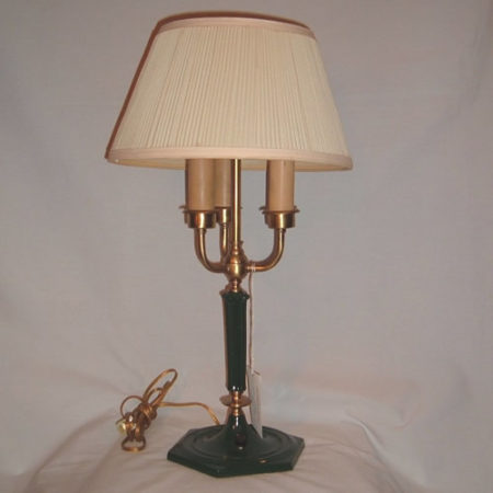 Brass and green table lamp signed MSLC