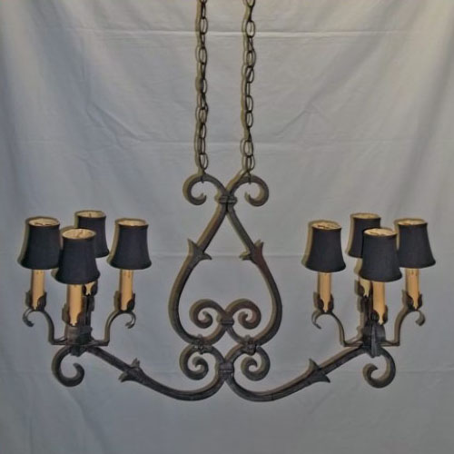 Electrified eight-light candle chandelier