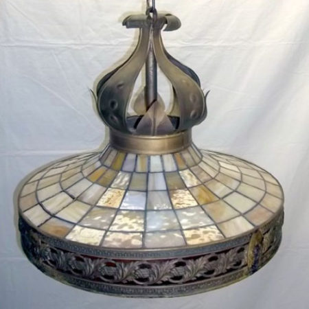 Leaded glass dome chandelier