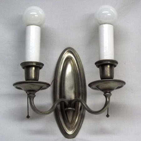 Two-light nickel B&H wall sconce