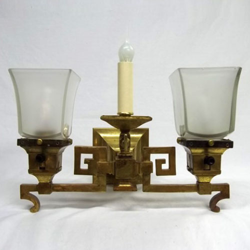 Mission style gas/electric wall sconce signed Bradley & Hubbard