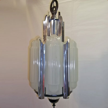 Art Deco slip shade chandelier