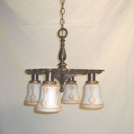 Bradley & Hubbard four-light brass chandelier