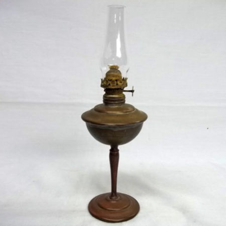 Petite brass kerosene lamp signed P&A