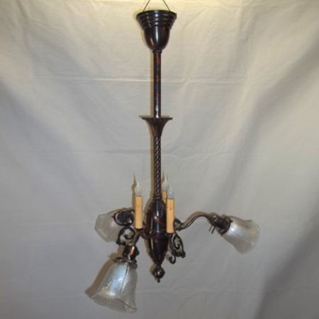 Gas/electric chandelier with Japanning finish