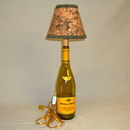 Modern wine bottle converted to a lamp