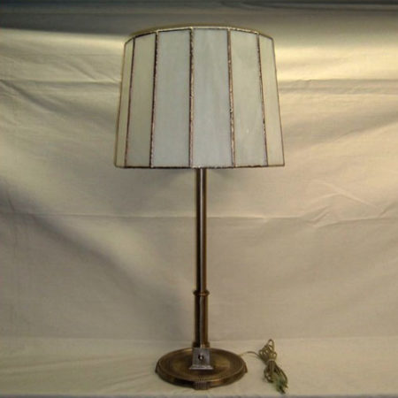 Nickel table lamp signed Miller