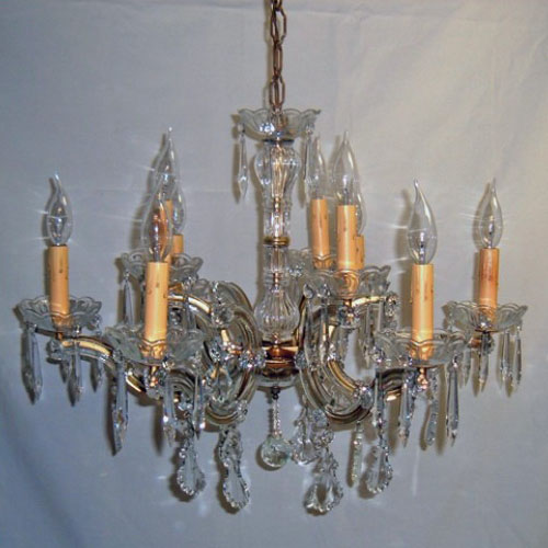 Nine-light crystal chandelier signed Made in Italy - Old Lamps & Things ...