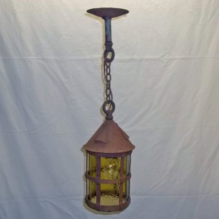 Rusty wrought iron cylinder ceiling pendant