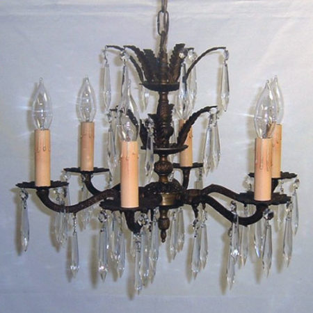 Cast brass chandelier with six arms