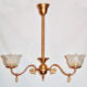 Brass Two Armed Gas Chandelier