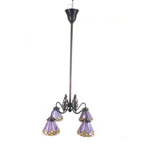 Downward-facing brass chandelier