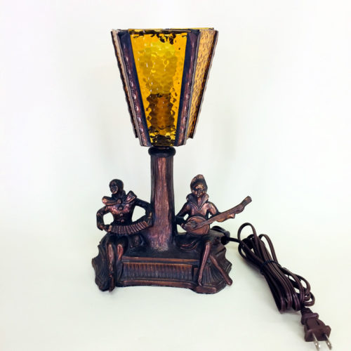 Art Deco musicians table lamp