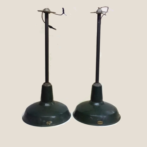 Pair of industrial pendant lights signed SIGHT-CRAFT