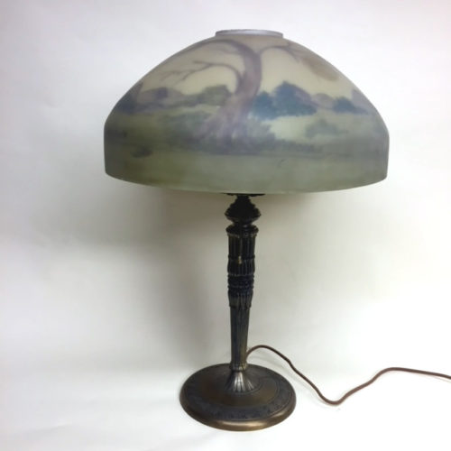 ML Co. table lamp with reverse painted glass dome shade