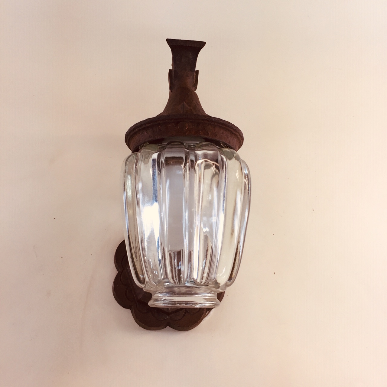 Hammered cast iron and brass outdoor sconce Old Lamps & Things, LLC