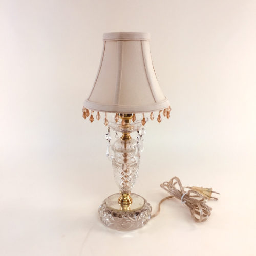 Petite glass boudoir lamp with mirror on base