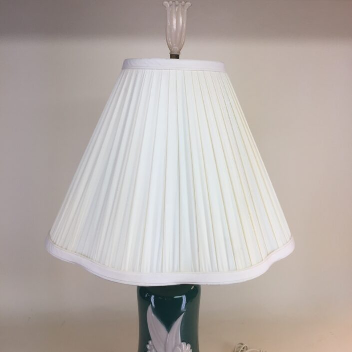 Signed Aladdin green alacite table lamp with original finial Old