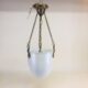 Bradley & Hubbard brass pendant with etched auradescent glass bowl