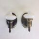 Pair of petite brass sconces with custard glass shades