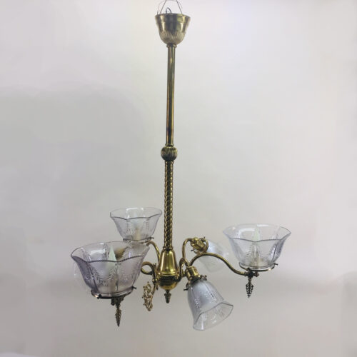 Brass 3+3 gas/electric chandelier