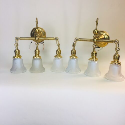 Difficult-to-find pair of brass gas/electric sconces